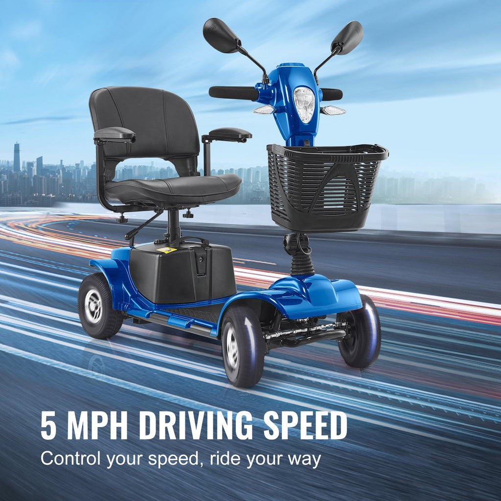 Heavy-Duty 4 Wheel Mobility Scooter For Adults & Seniors - Folding Electric Powered Mobility Scooter & 12 Mile Long Range, All Terrain Travel Scooter With 9° Climbing Capacity, 265lb Capacity