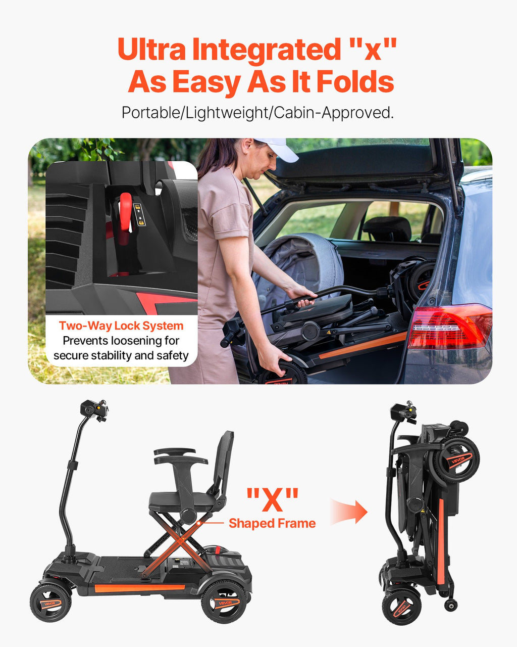 4-Wheel Electric Mobility Scooter For Adults & Seniors, Integrated Foldable Mobility Scooter With 9.3 Miles Long Range, All Terrain Travel Wheelchair With 9° Climbing Capacity & 265LBS Loading