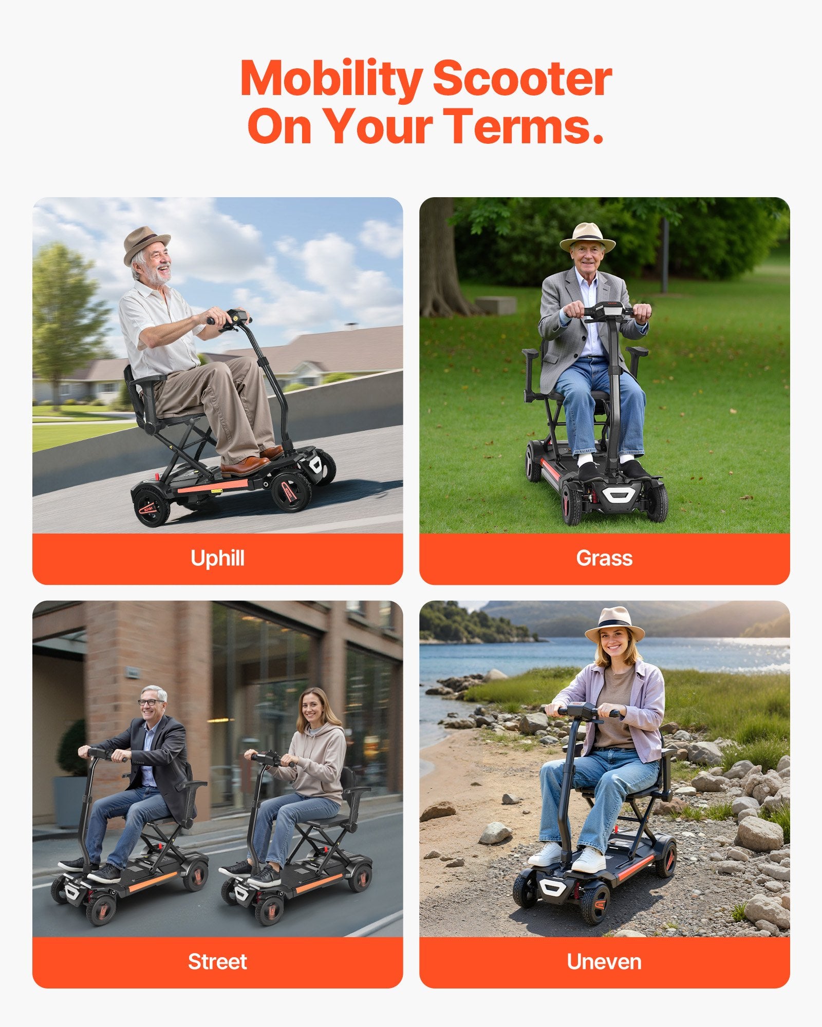 4-Wheel Electric Mobility Scooter For Adults & Seniors, Integrated Foldable Mobility Scooter With 9.3 Miles Long Range, All Terrain Travel Wheelchair With 9° Climbing Capacity & 265LBS Loading