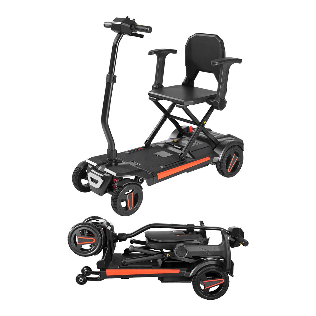 4-Wheel Electric Mobility Scooter For Adults & Seniors, Integrated Foldable Mobility Scooter With 9.3 Miles Long Range, All Terrain Travel Wheelchair With 9° Climbing Capacity & 265LBS Loading